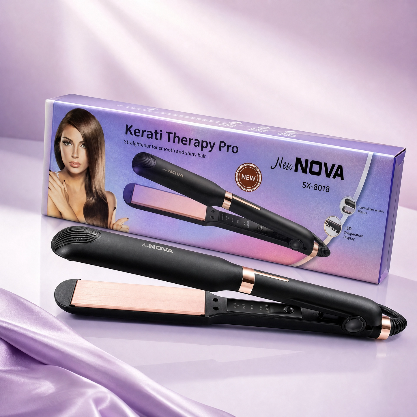 Ceramic Keratin Hair Straightener for Smooth Salon-Grade Hair | Fast heat-up for busy mornings | Frizz control with keratin infusion | Adjustable settings for all hair types | Easy one-hand styling