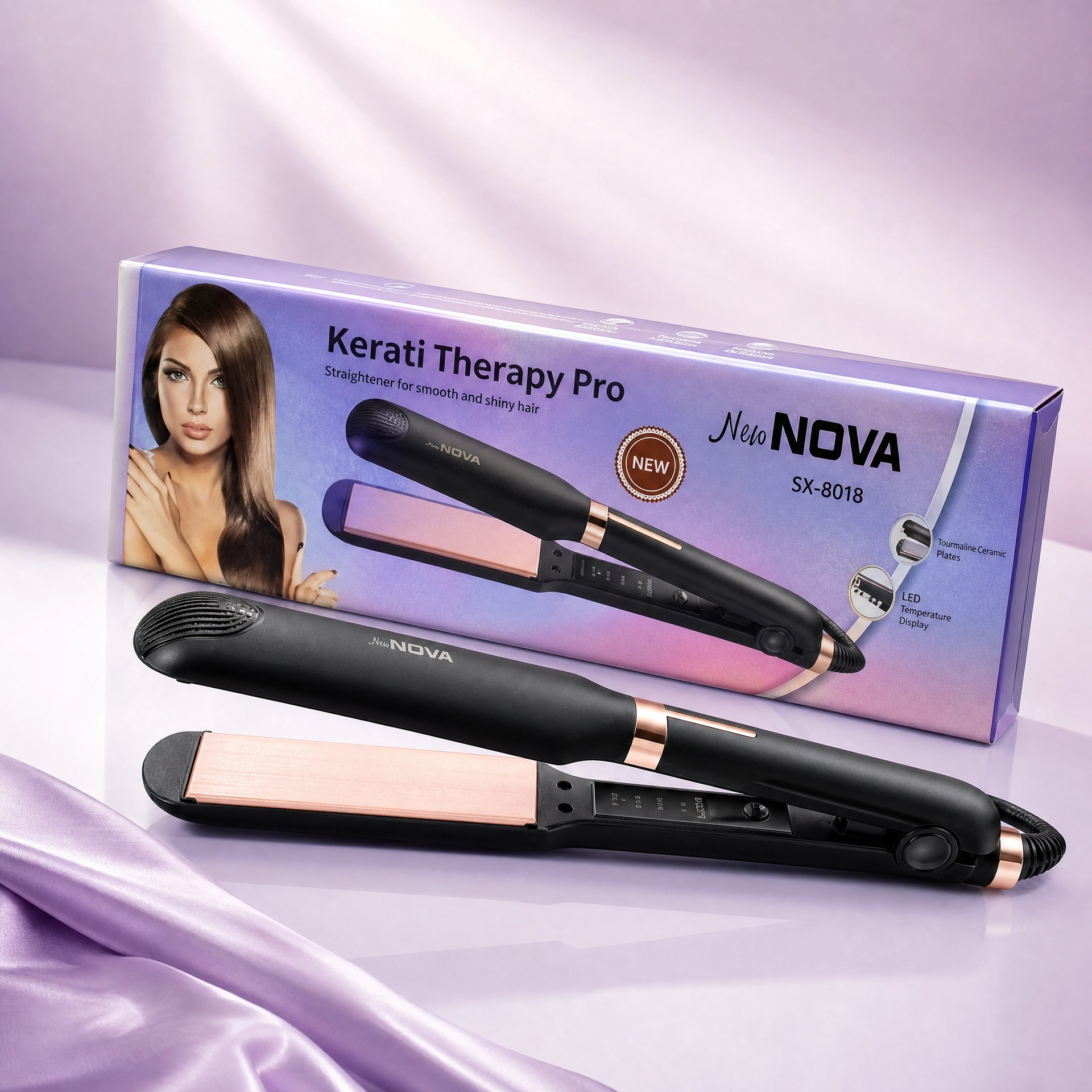 Ceramic Keratin Hair Straightener for Smooth Salon-Grade Hair | Fast heat-up for busy mornings | Frizz control with keratin infusion | Adjustable settings for all hair types | Easy one-hand styling